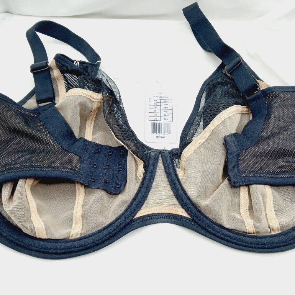 Elomi 301202 Kintai Peek A Boo Underwire Plunge Bra Black Size 32JJ US 32N - Picture 6 of 10